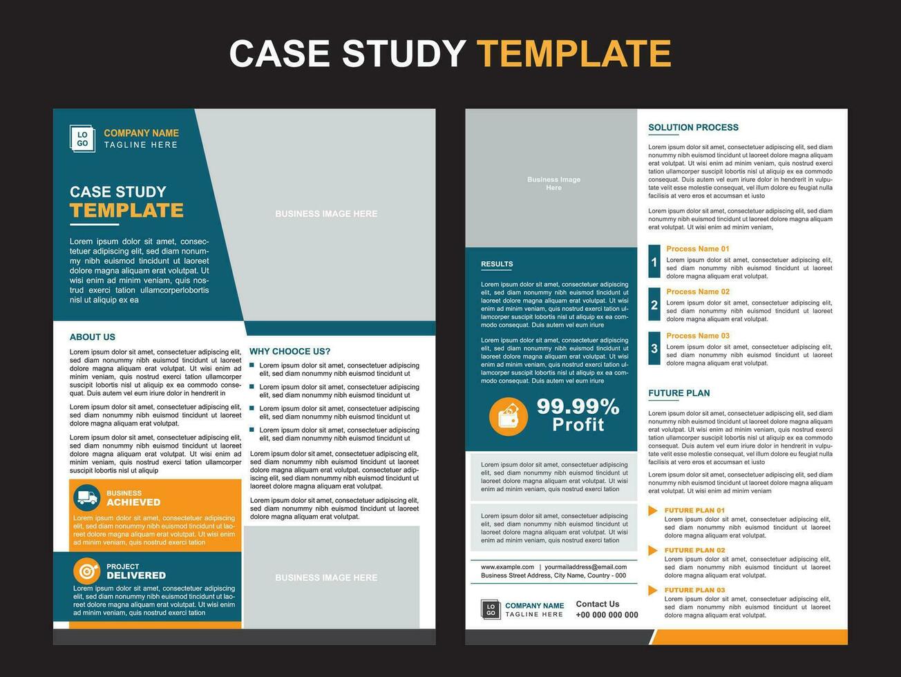 Case Study Template Design for Your Business vector