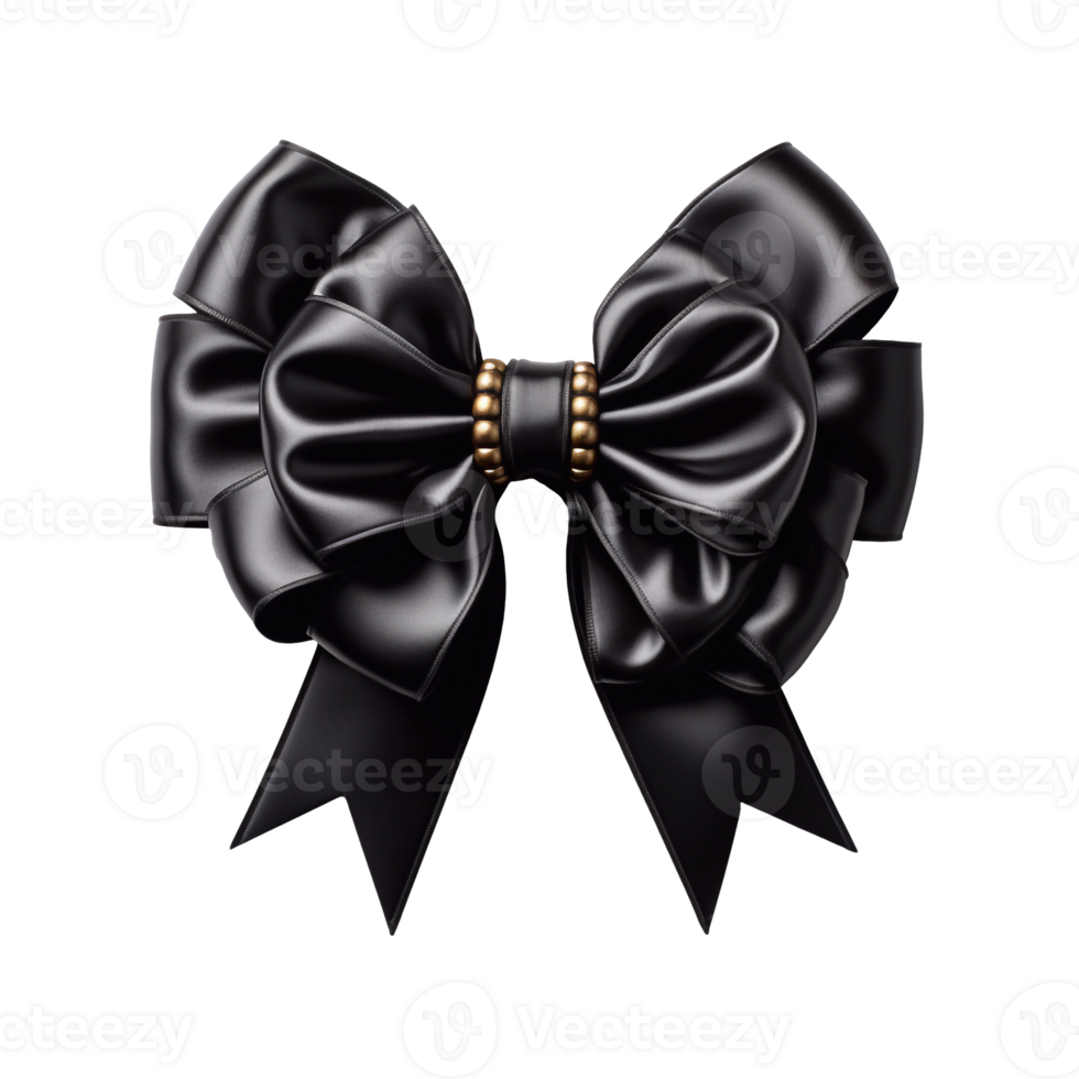 Black silk bow isolated. Concept of black friday, discounts and sales.AI Generated png