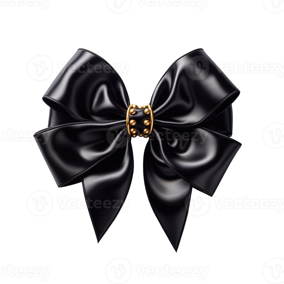 Black silk bow isolated. Concept of black friday, discounts and sales.AI Generated png