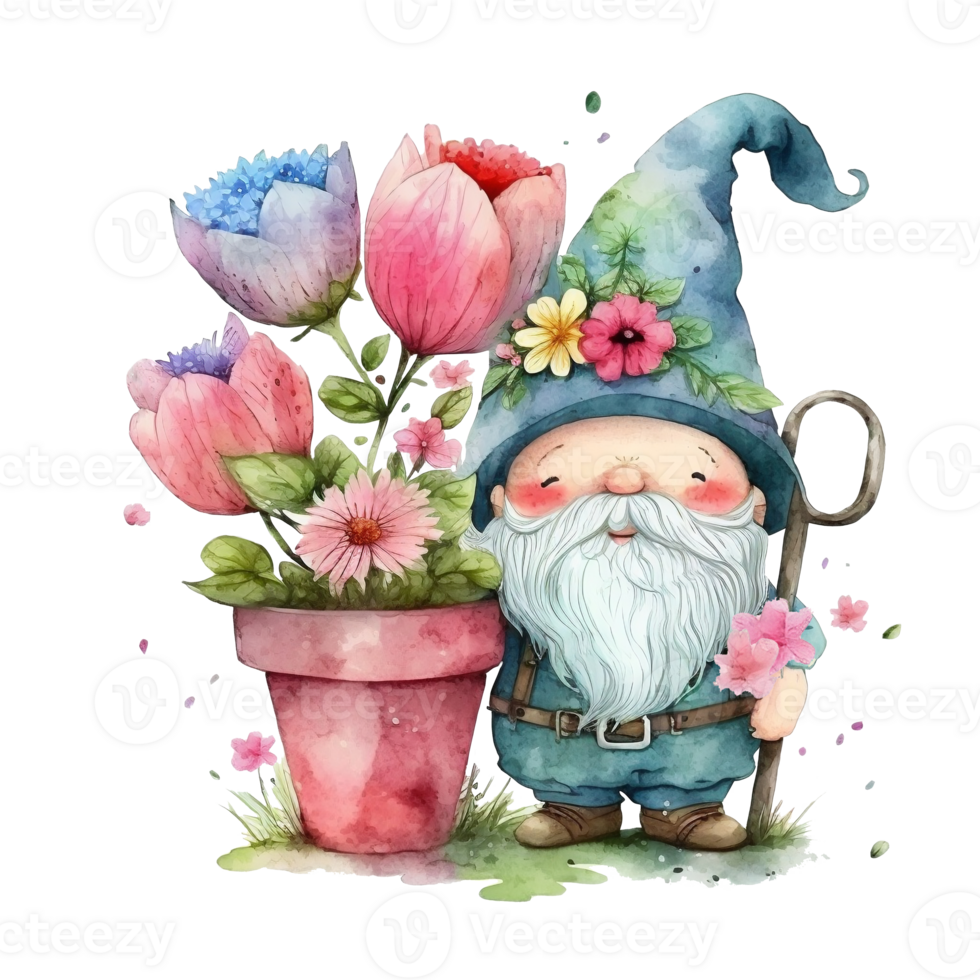 Cute Garden Gnome Illustration AI Generated png