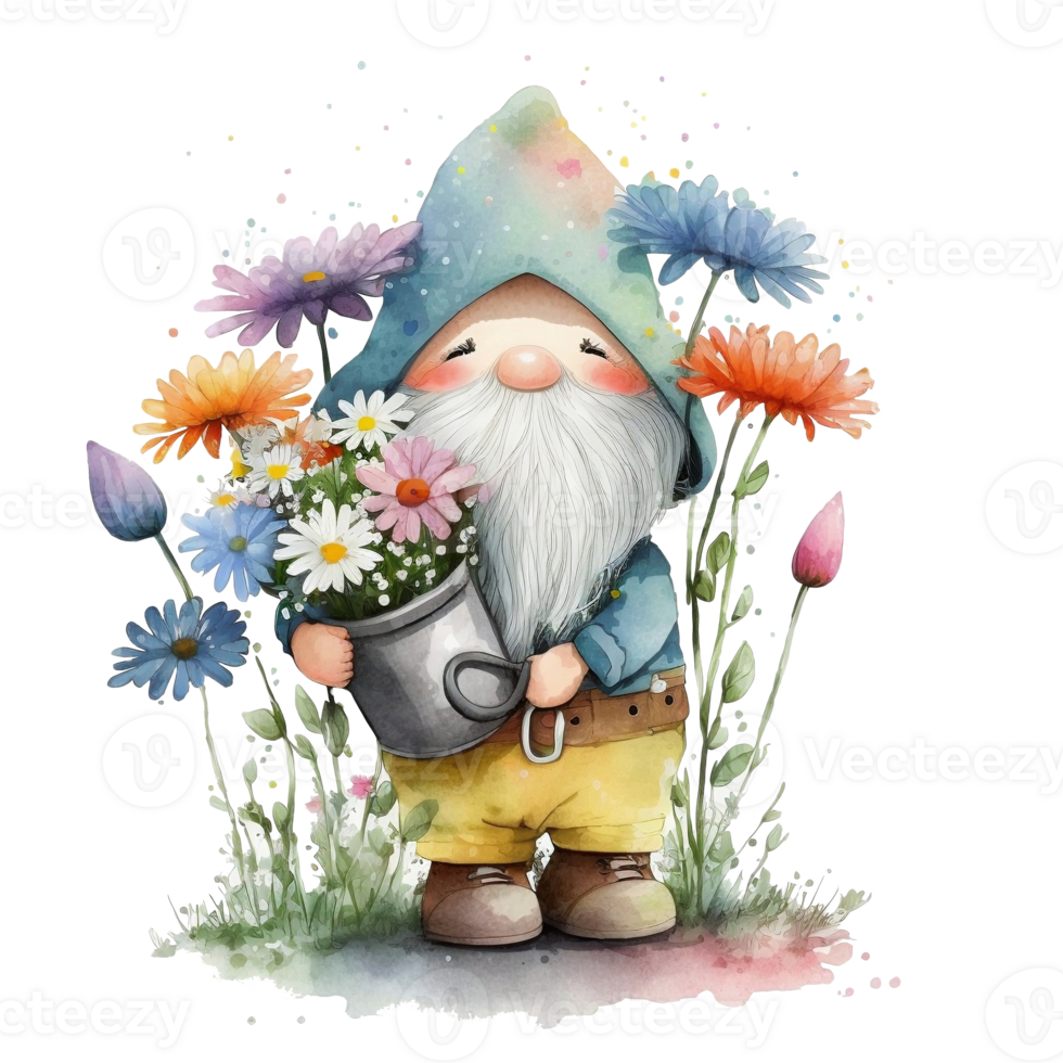 Cute Garden Gnome Illustration AI Generated png