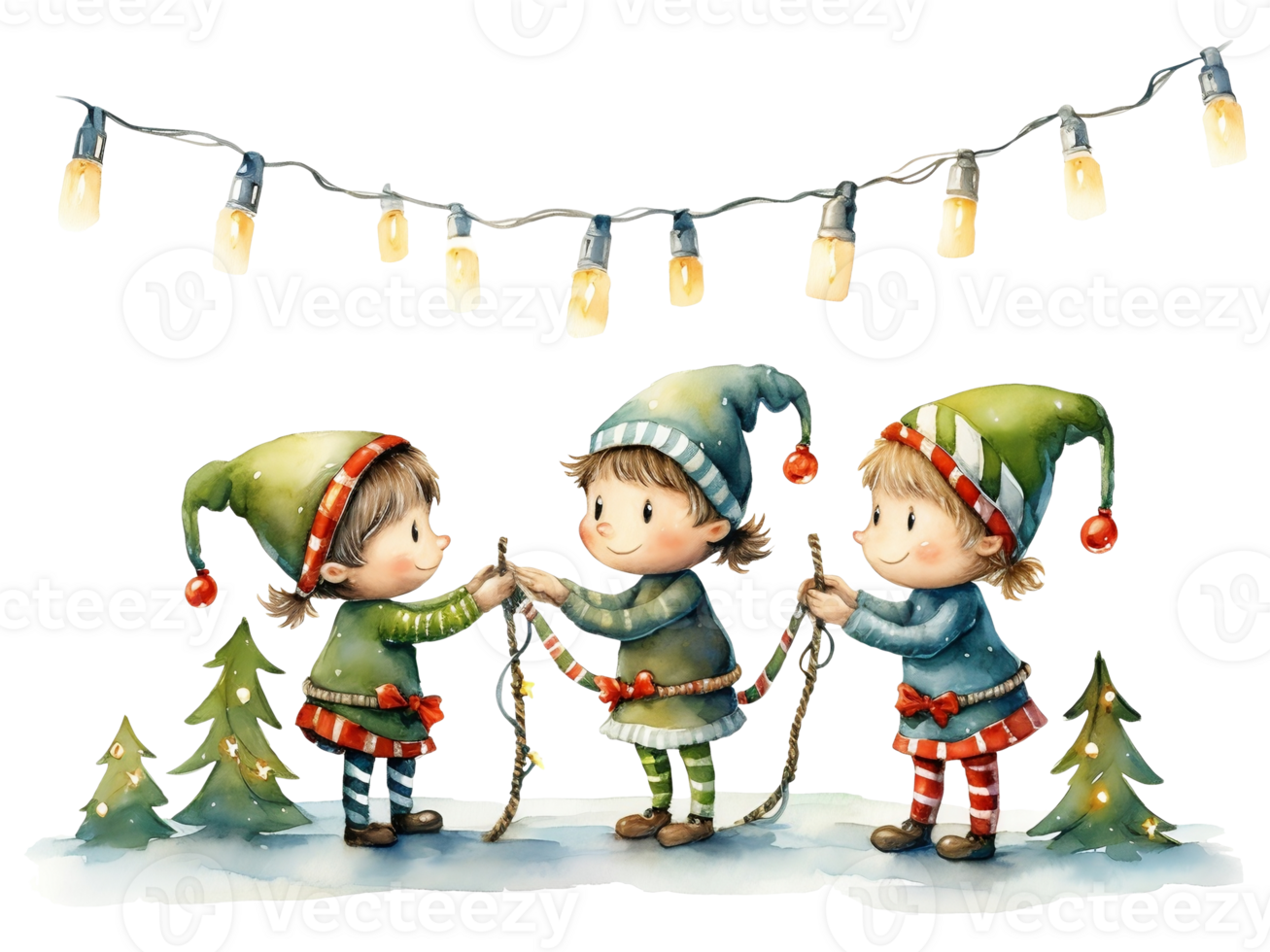 Natale Santa e elfi illustrazione ai generato png