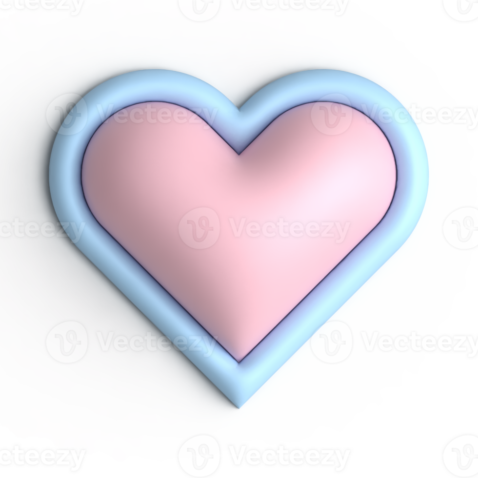 Groovy 3D heart isolated on transparent background. Funky colorful stickers. Inflated 3d element with plasticine effect png