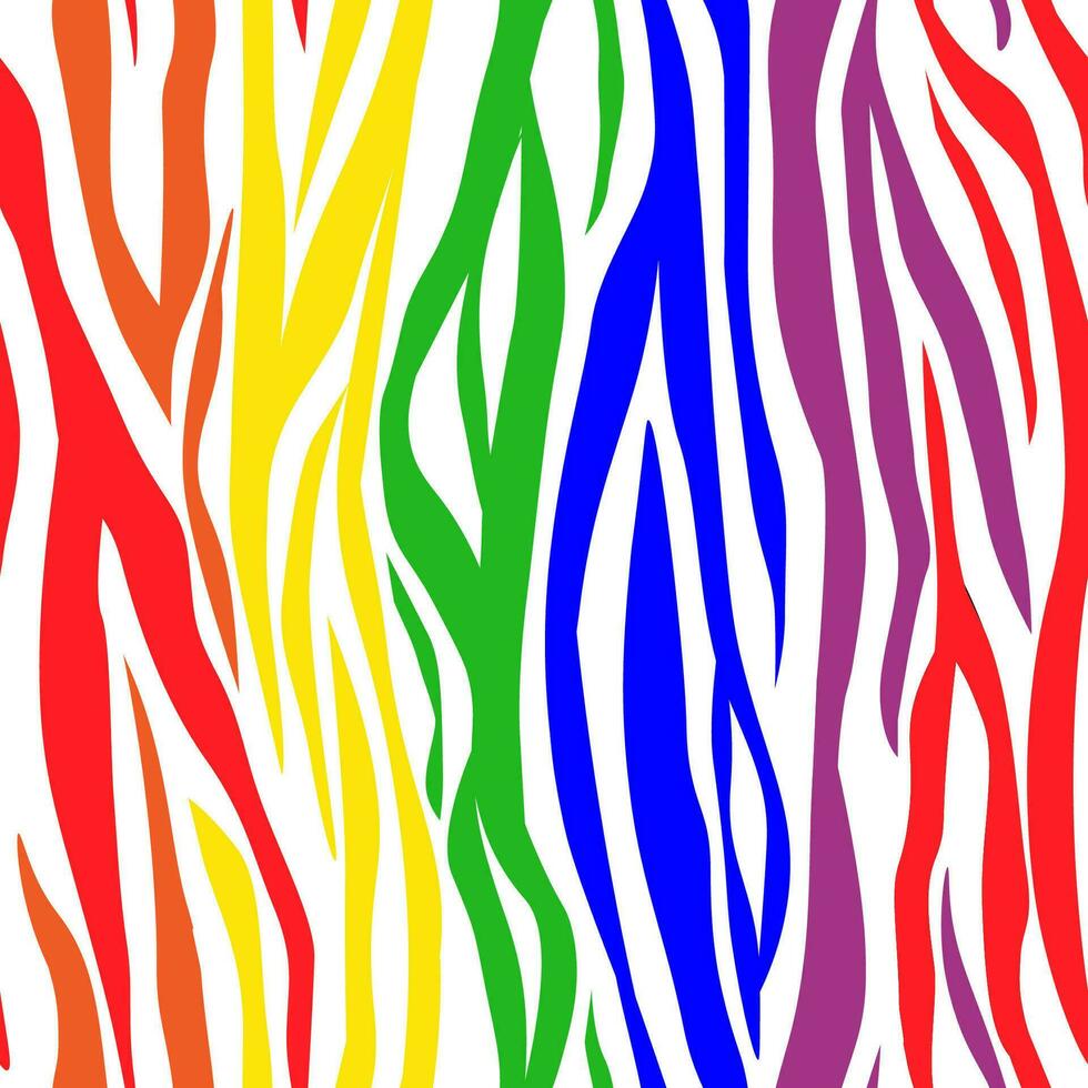 Seamless pattern with colorful rainbow stripes. Animal tiger print. Vector graphics.