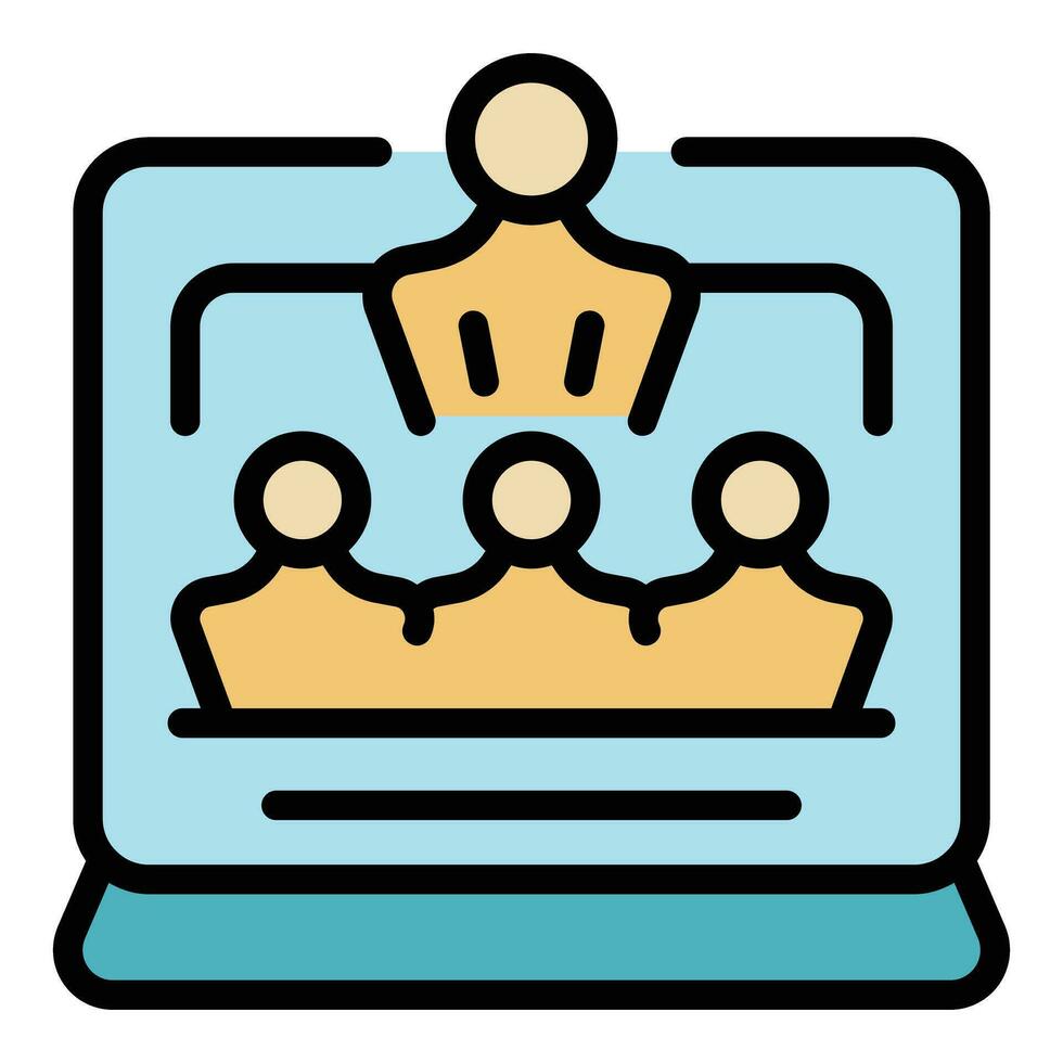 Group online conference icon vector flat
