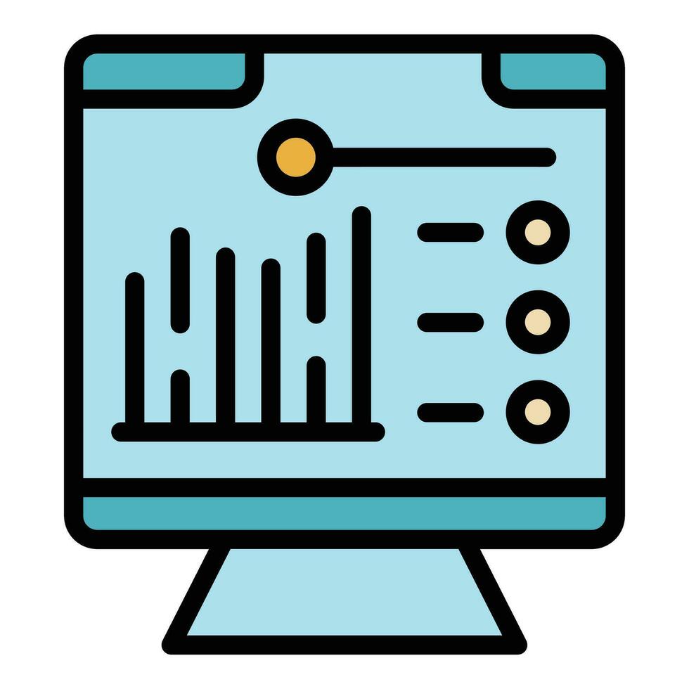 Monitor data icon vector flat