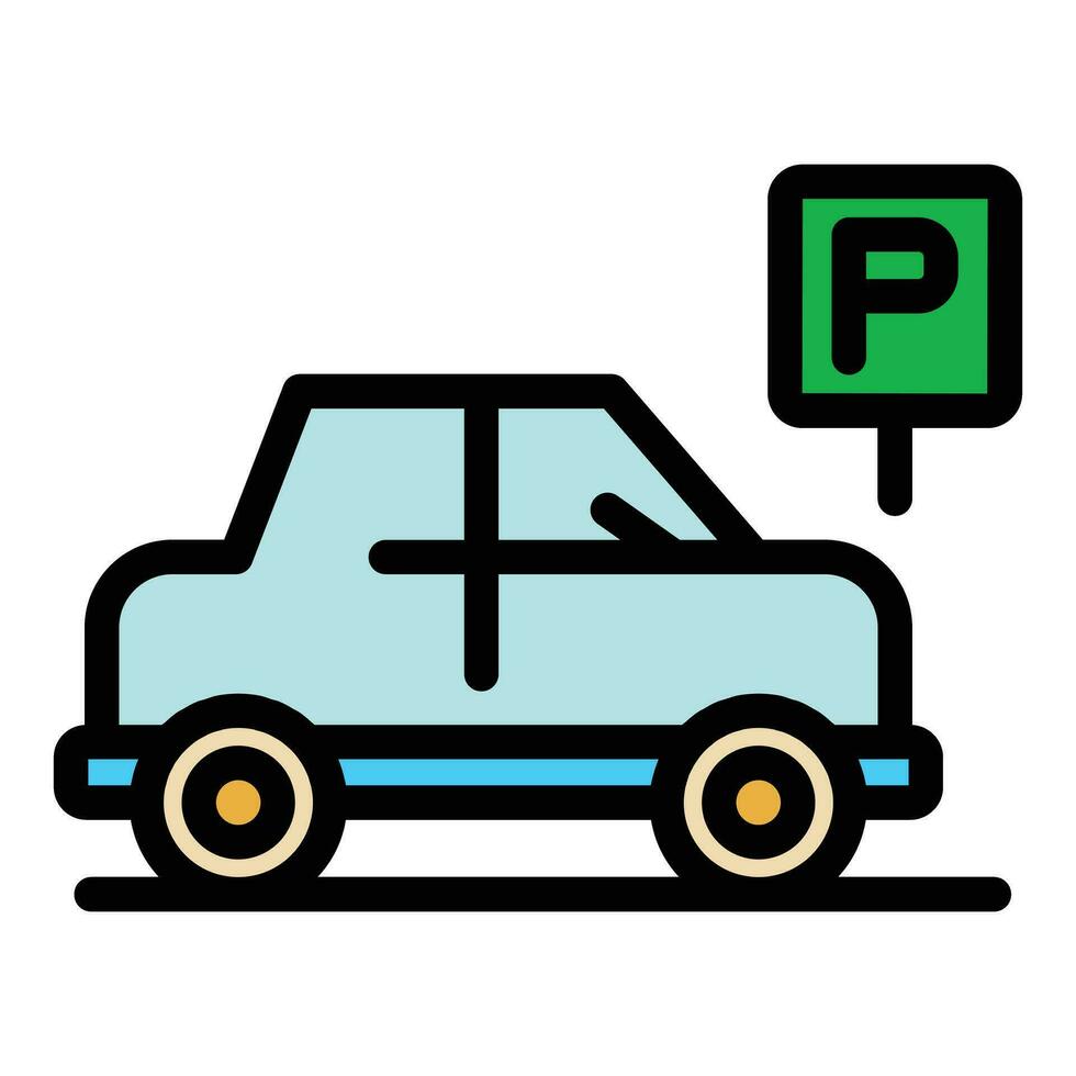 Car shop parking icon vector flat