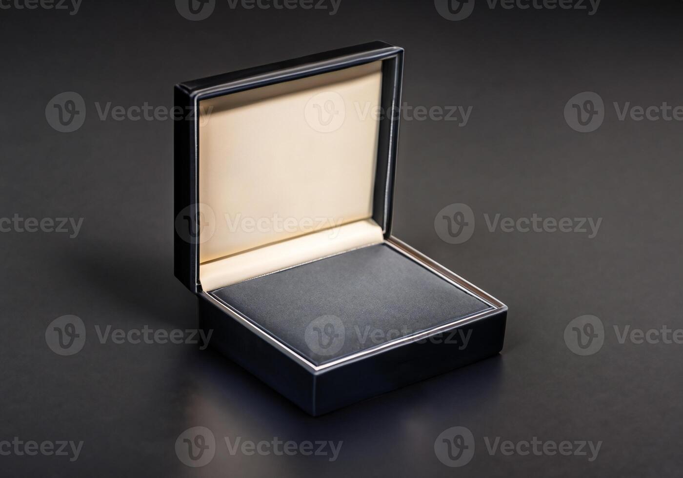 Open empty jewelry box mockup. Template for bijouterie sale advertisement. photo