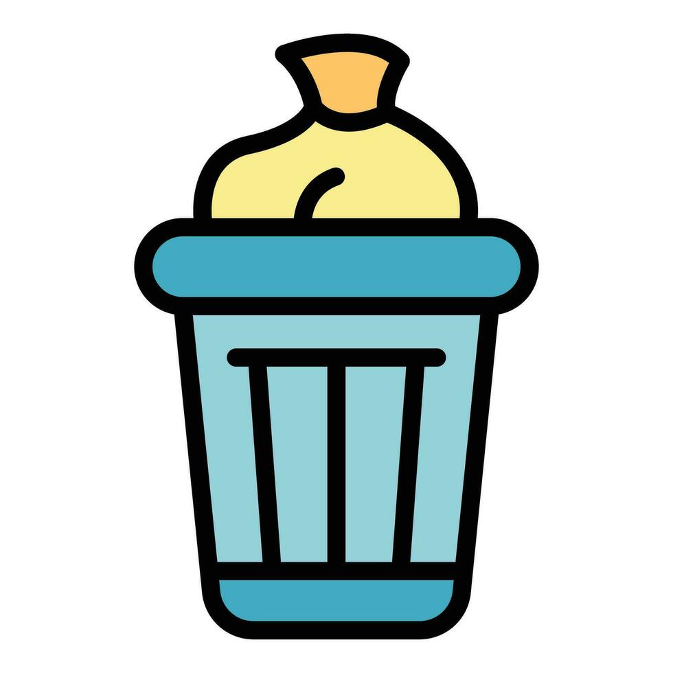 Garbage bin icon vector flat