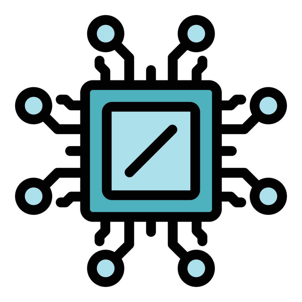 Computer processor icon vector flat