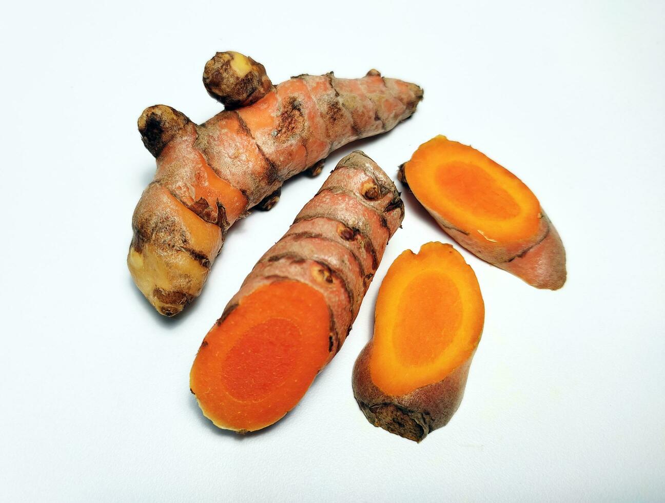 Turmeric or curcuma longa isolated on white background. photo