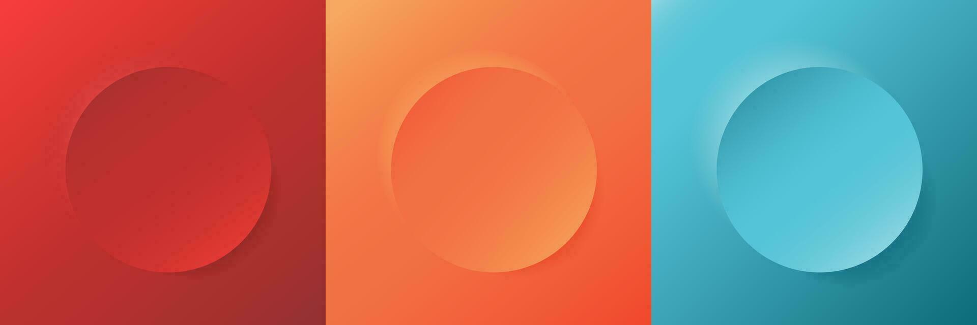 Red, orange, blue paper cut background. Abstract layered circle papercut decoration illustration for presentation, banner, cover, web, flyer, card, poster, wallpaper, texture, slide, social media vector