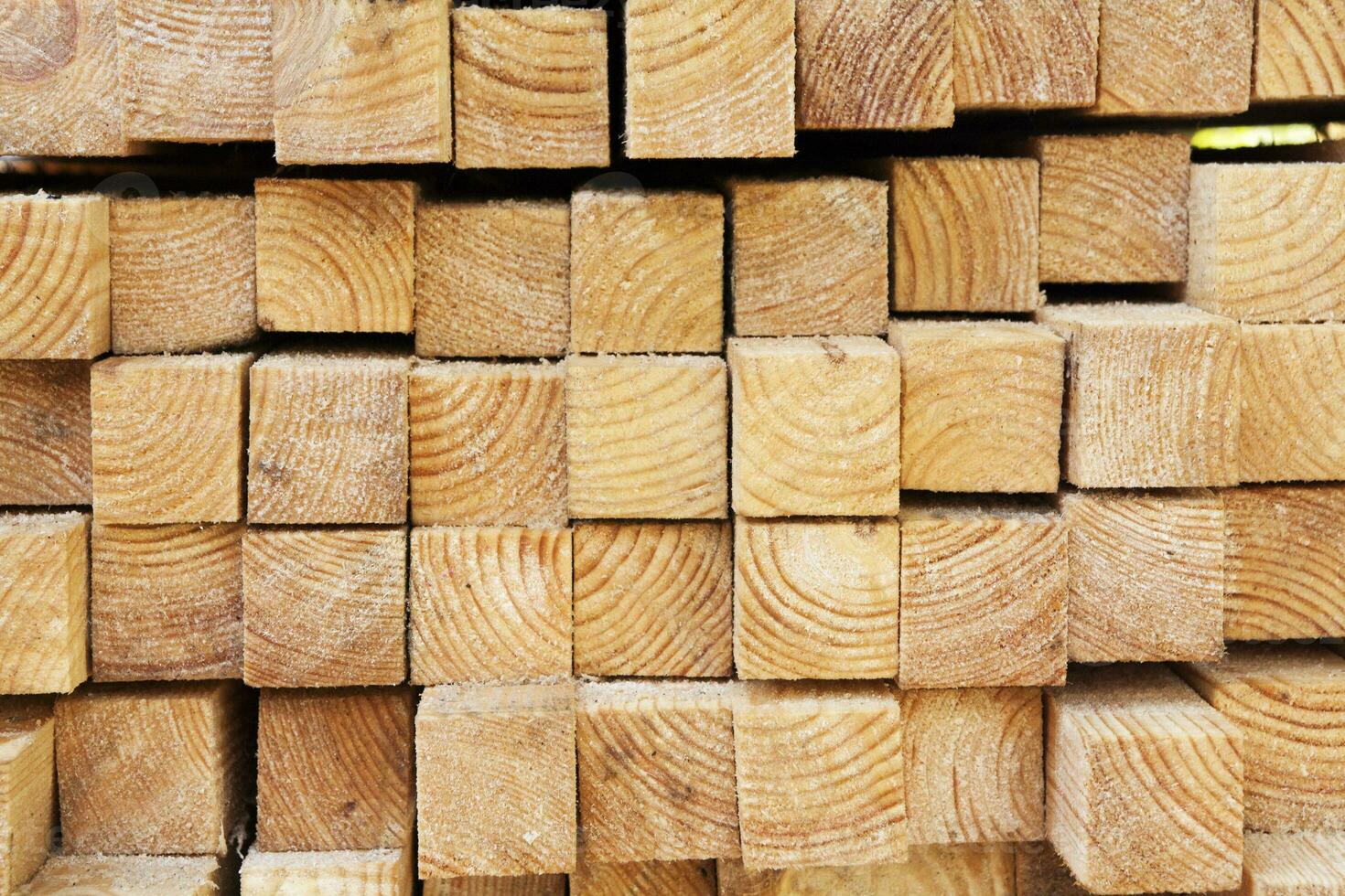 Wooden beam cut for construction. Lumber for wooden structures and frames photo