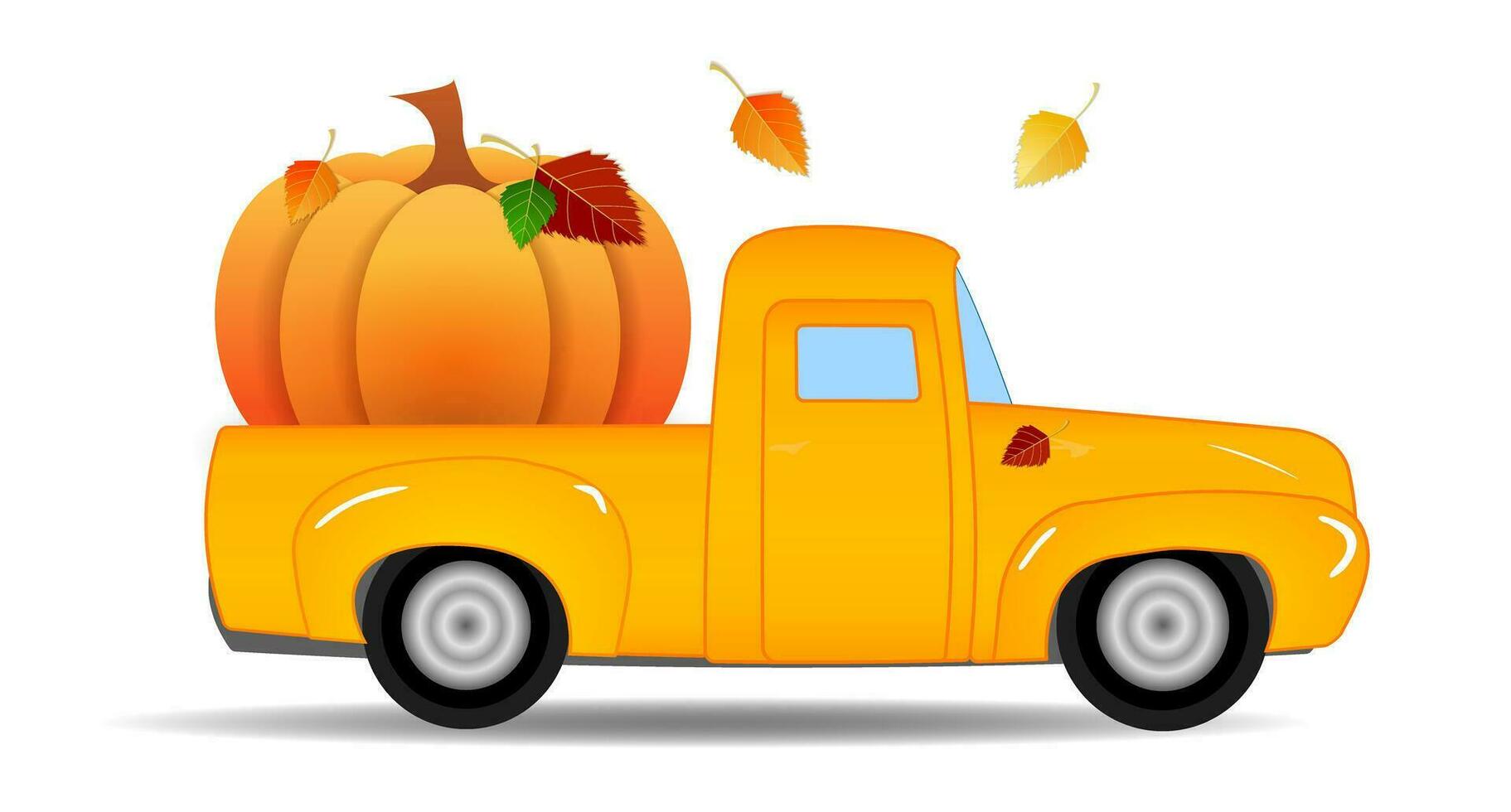 Fall truck with pumpkin svg vector Illustration isolated on white background.Happy fall truck shirt design. Pumpkin truck for autumn shirt design. Fall sublimation. Hello autumn truck with pumpkin svg