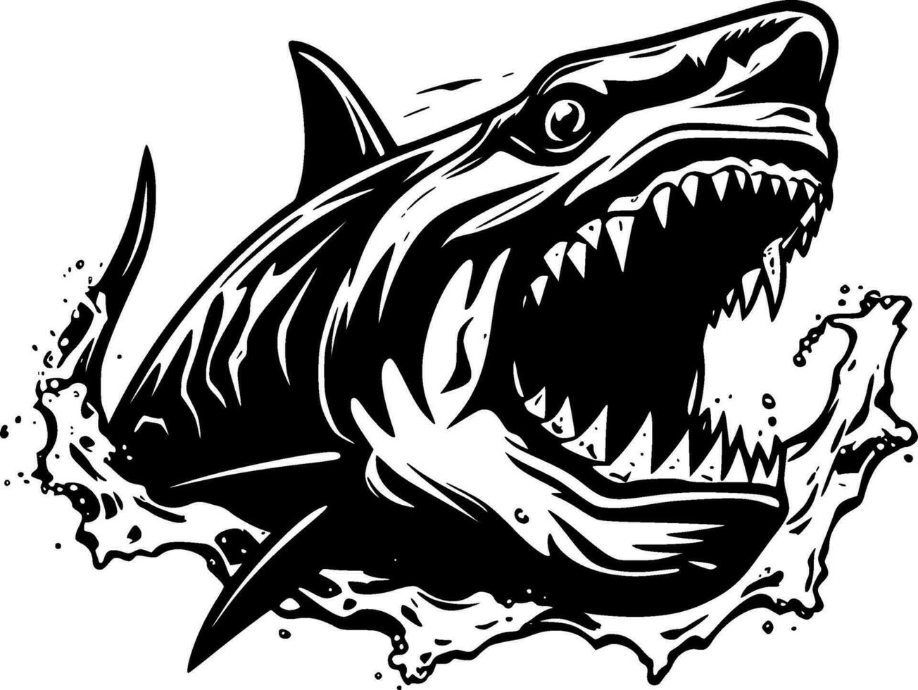 Shark - Black and White Isolated Icon - Vector illustration