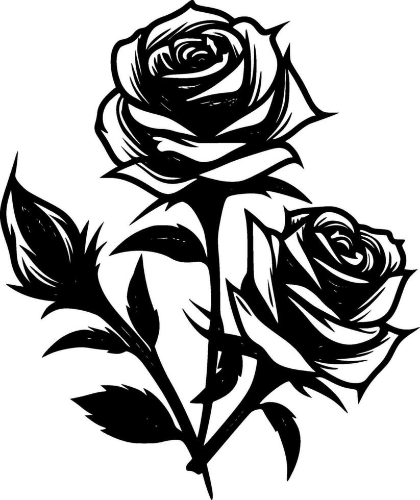 Roses, Minimalist and Simple Silhouette - Vector illustration