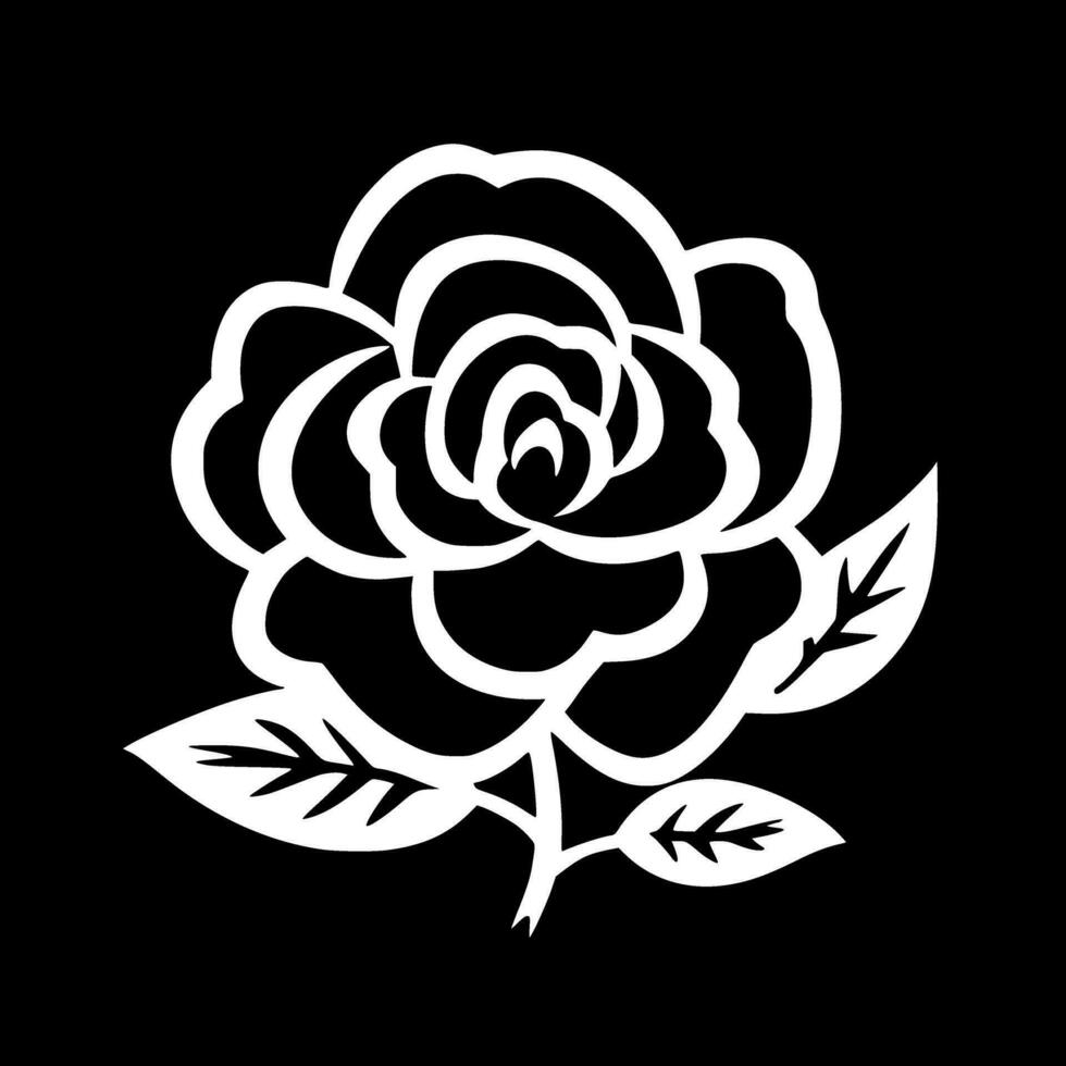 Rosa - negro y blanco aislado icono - vector ilustración