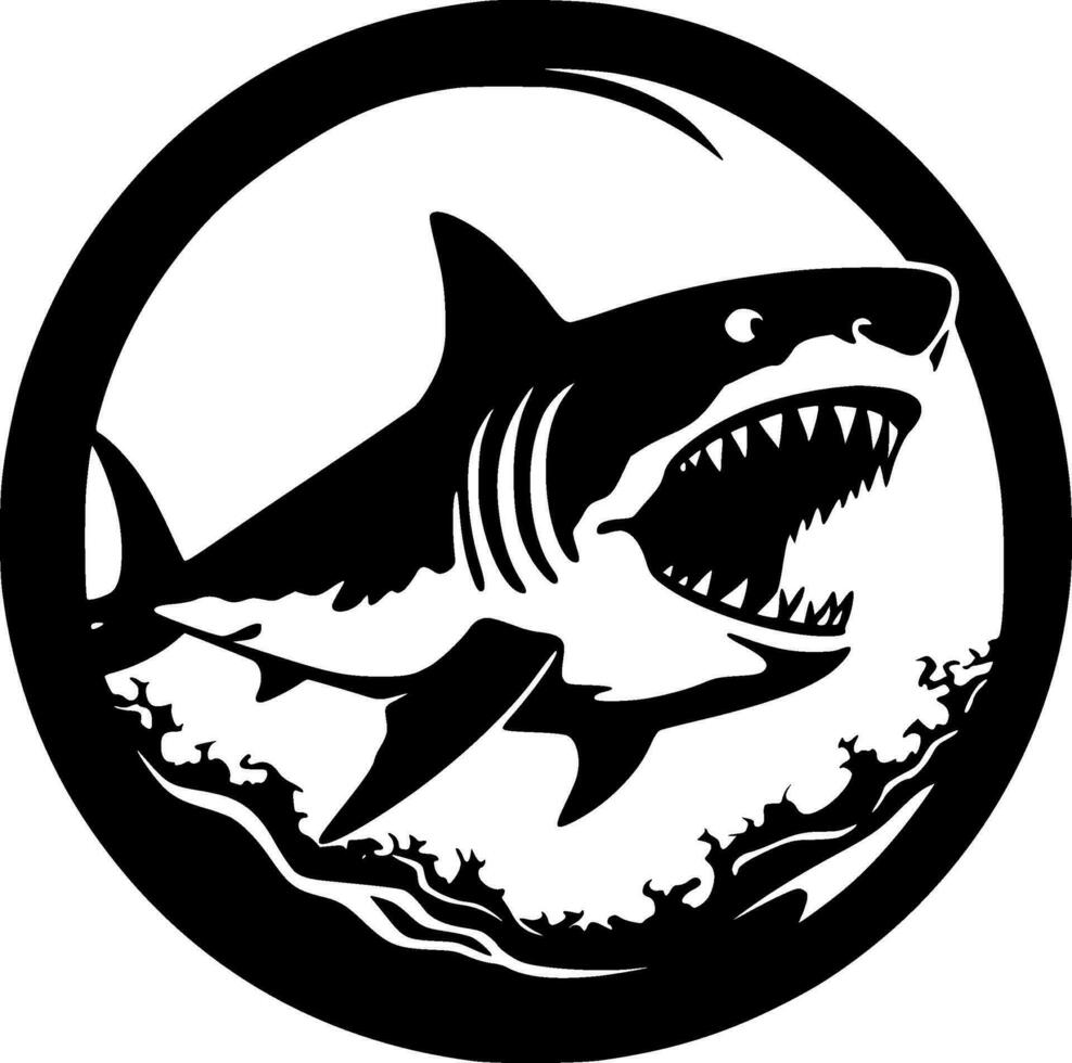 Shark, Black and White Vector illustration
