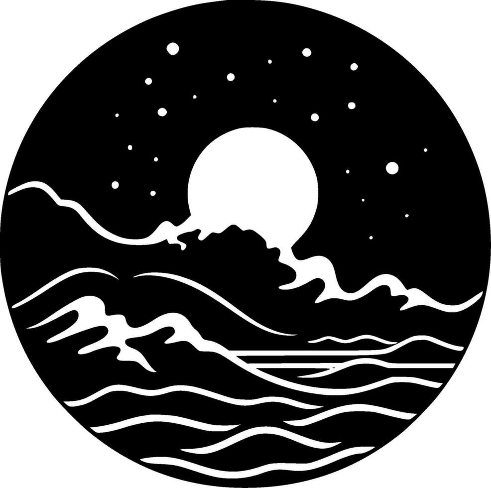 Ocean, Minimalist and Simple Silhouette - Vector illustration