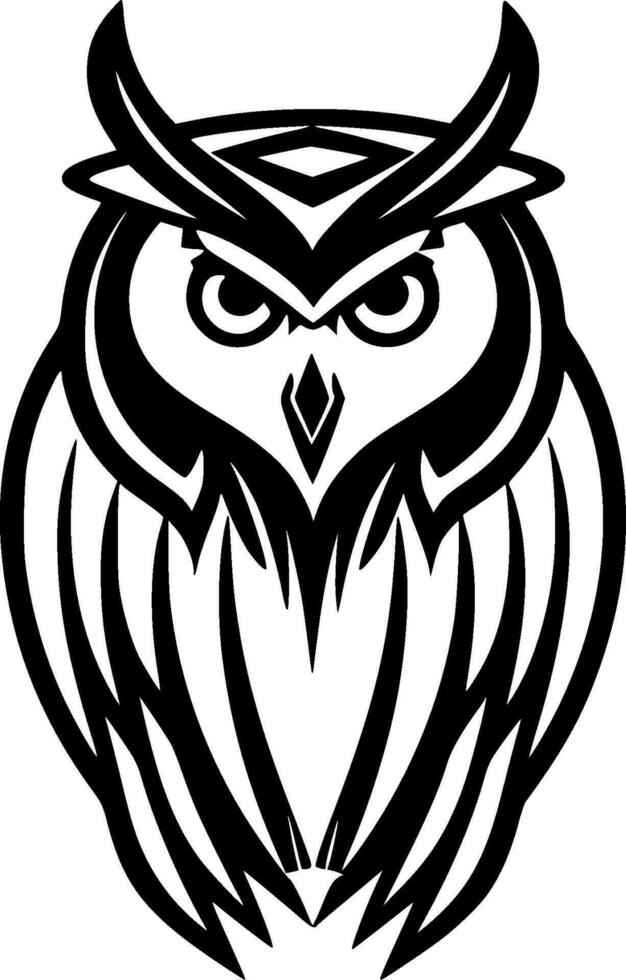 Owl - Black and White Isolated Icon - Vector illustration