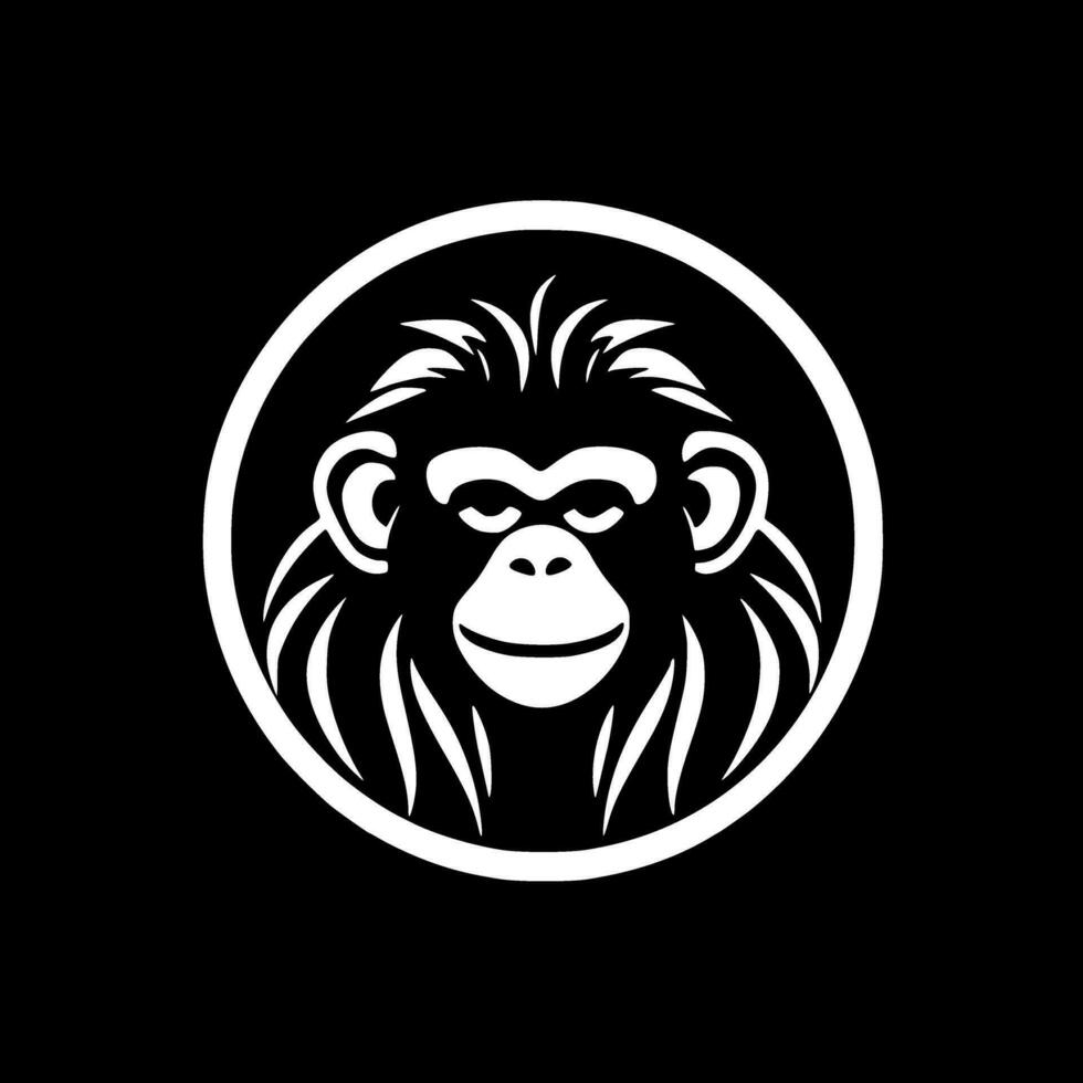 Monkey - Black and White Isolated Icon - Vector illustration