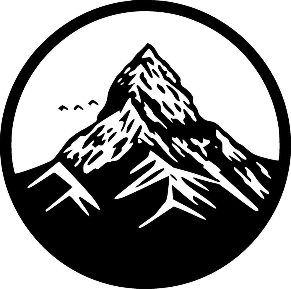 Mountain - Black and White Isolated Icon - Vector illustration