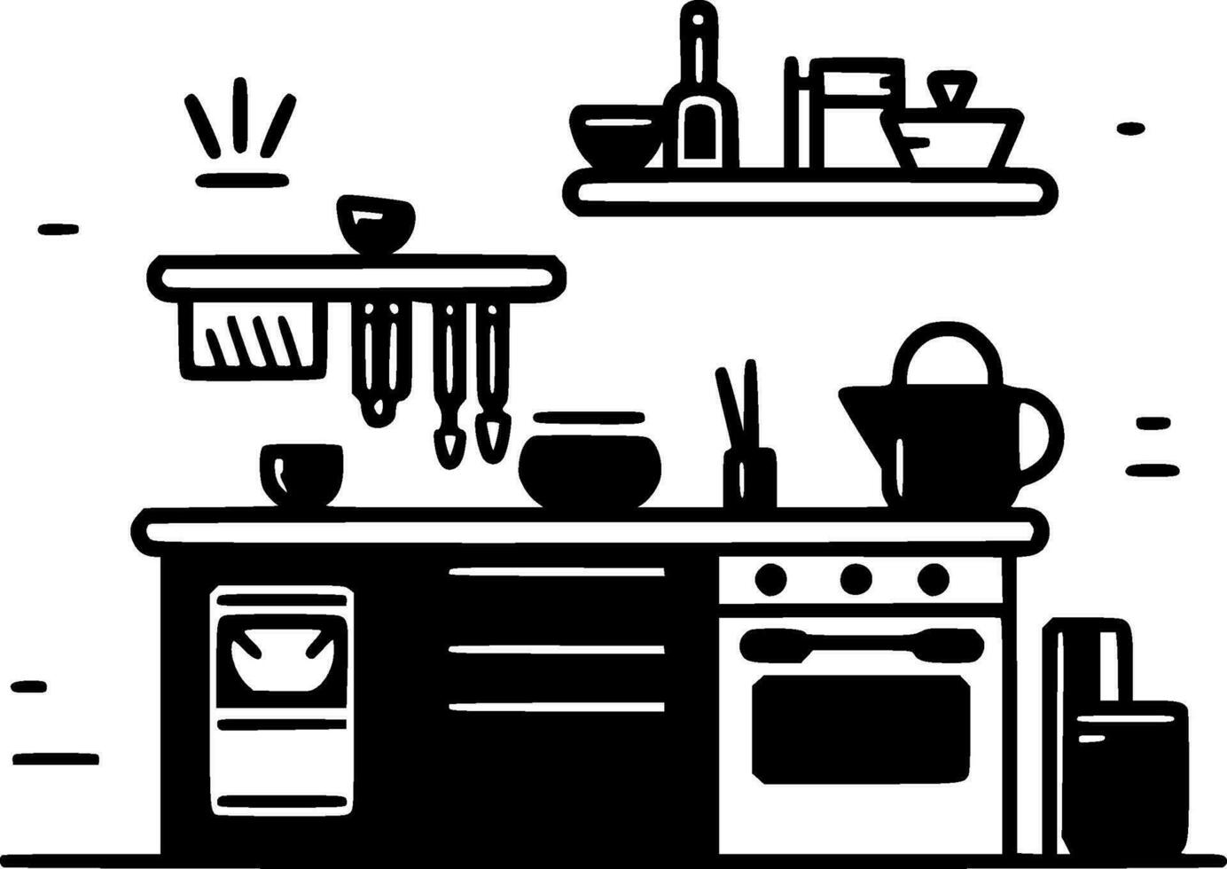 Kitchen, Minimalist and Simple Silhouette - Vector illustration