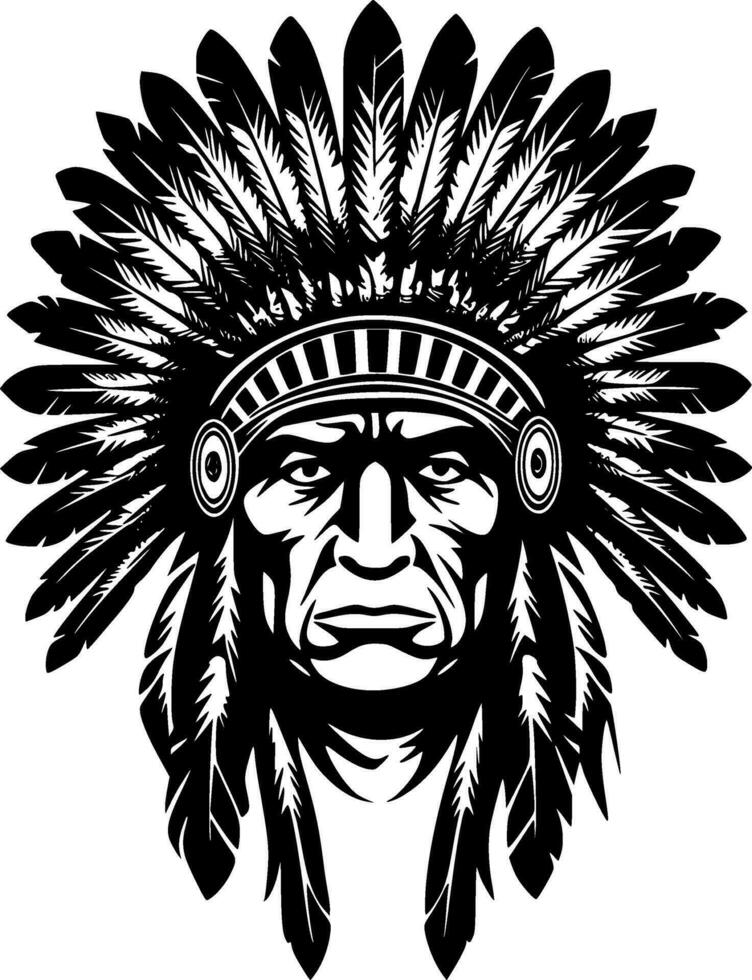 Indian Chief - Minimalist and Flat Logo - Vector illustration