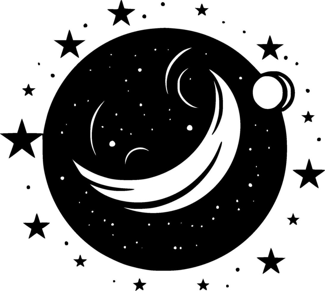 galaxia - negro y blanco aislado icono - vector ilustración