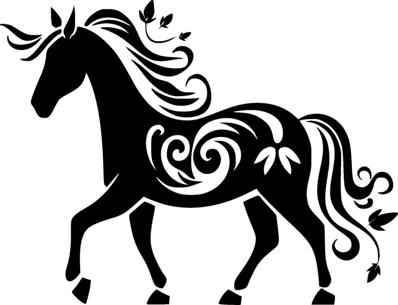 caballo, negro y blanco vector ilustración