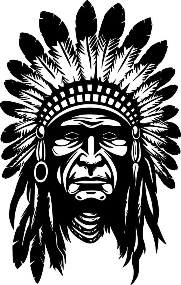 Indian Chief - Minimalist and Flat Logo - Vector illustration