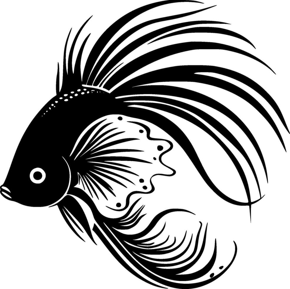 Fish - Black and White Isolated Icon - Vector illustration