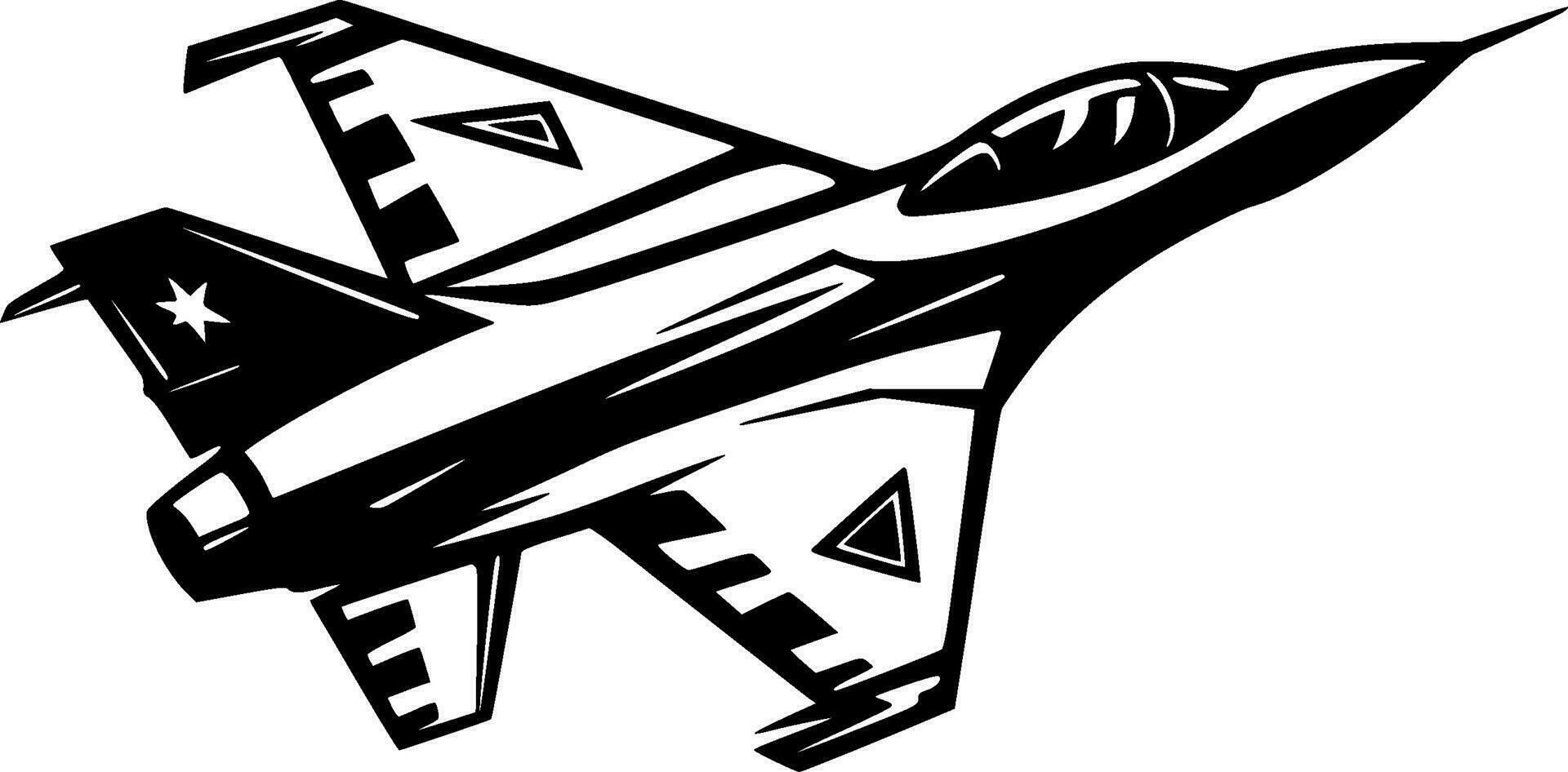 Fighter Jet - Minimalist and Flat Logo - Vector illustration