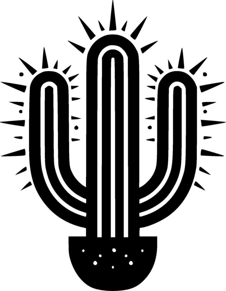 Cactus - Black and White Isolated Icon - Vector illustration