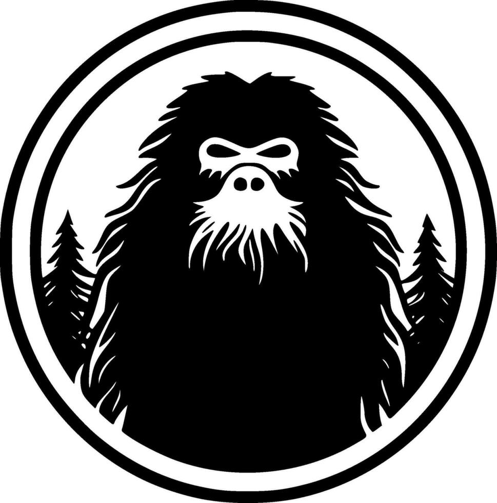 Bigfoot, Black and White Vector illustration