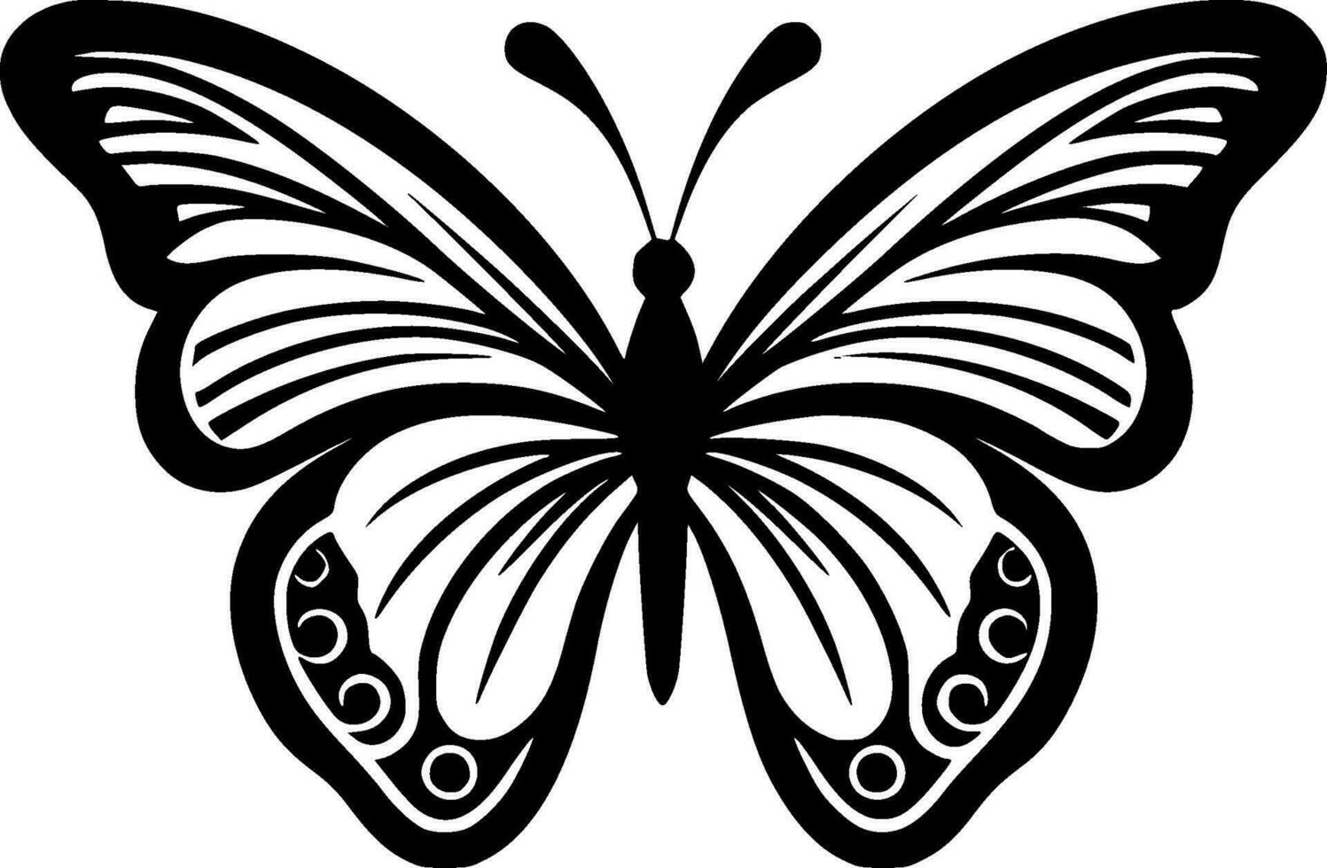 mariposa - negro y blanco aislado icono - vector ilustración