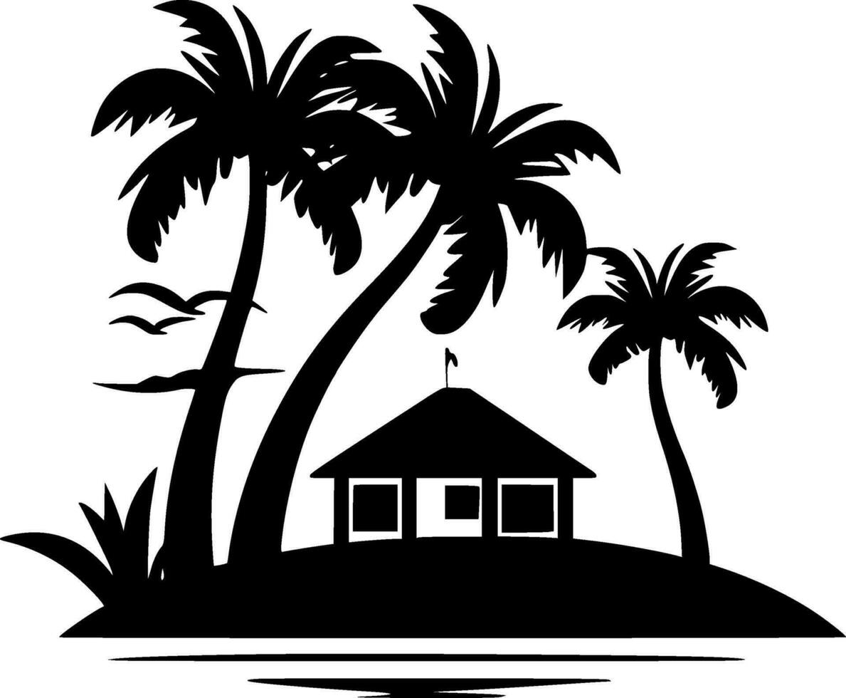 Beach - Black and White Isolated Icon - Vector illustration