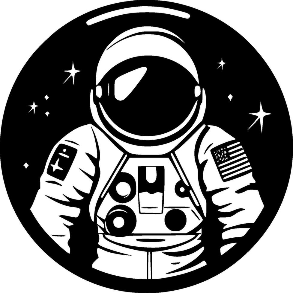 Astronaut - Black and White Isolated Icon - Vector illustration