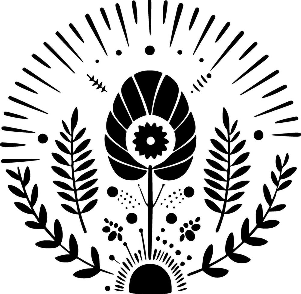 Boho, Black and White Vector illustration