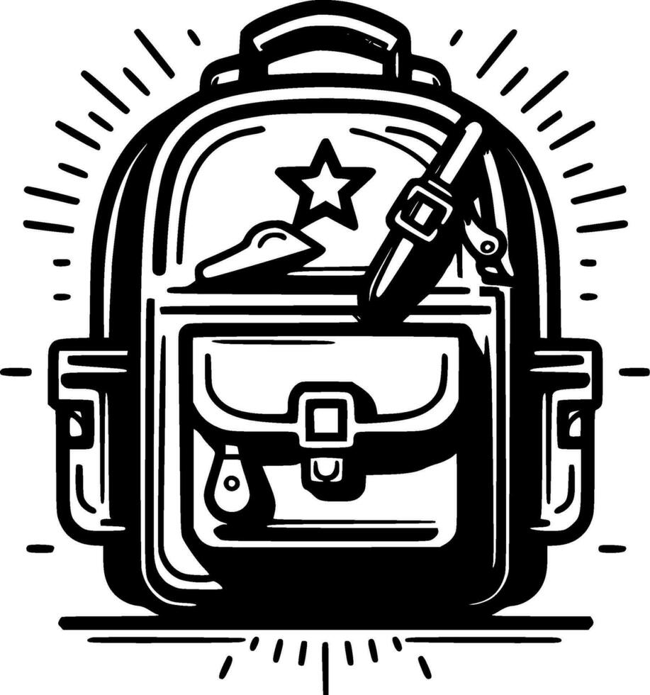 Back To School - Black and White Isolated Icon - Vector illustration
