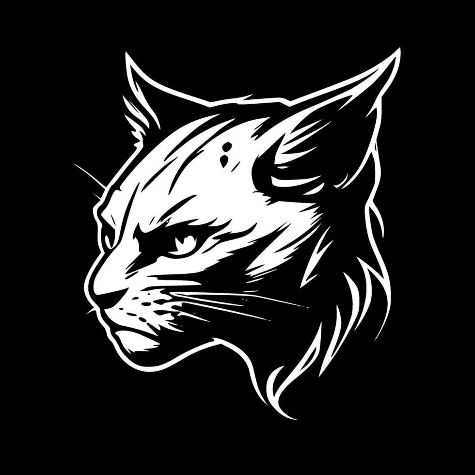 gato montés, negro y blanco vector ilustración