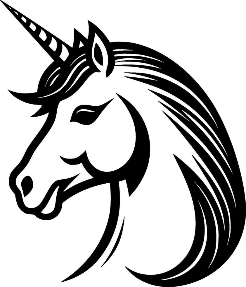 Unicorn, Black and White Vector illustration