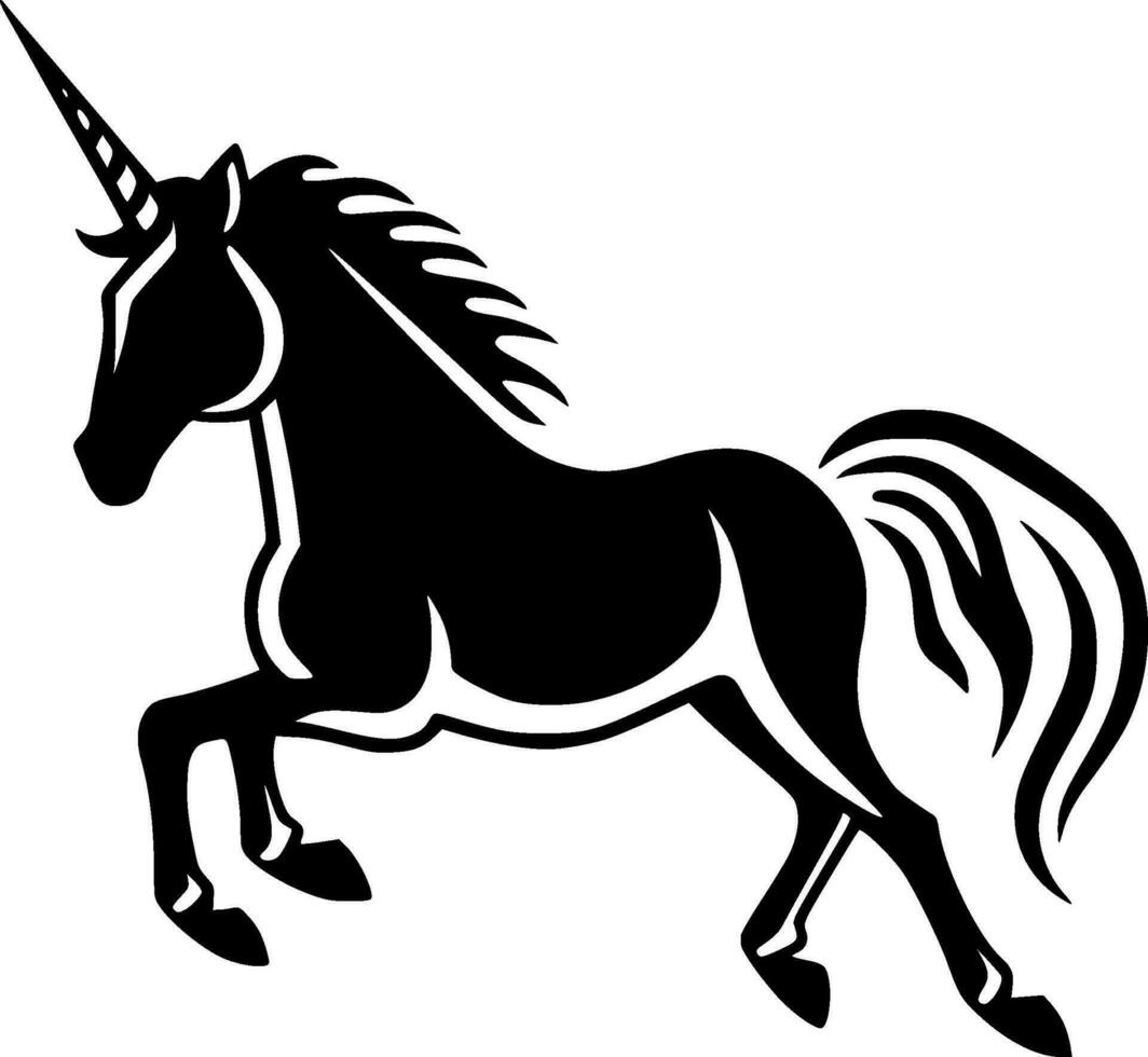 Unicorn, Black and White Vector illustration