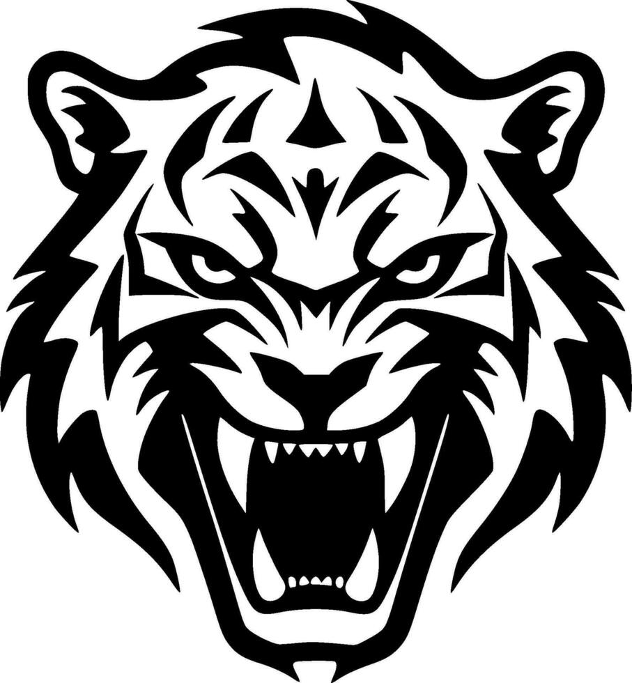 Tigre - negro y blanco aislado icono - vector ilustración