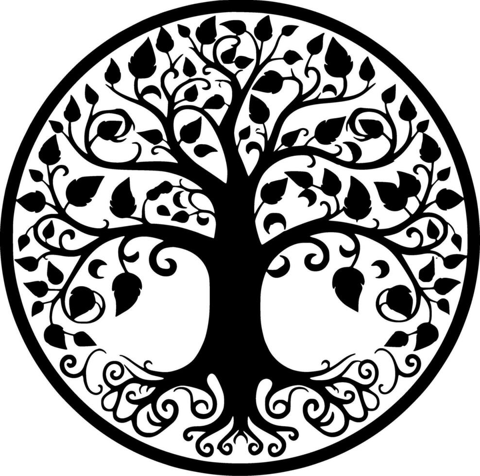 Tree, Black and White Vector illustration