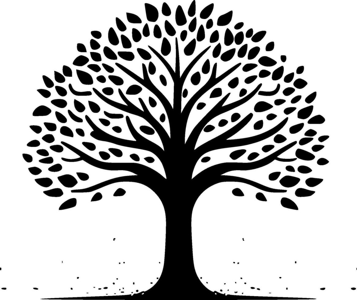 árbol, negro y blanco vector ilustración