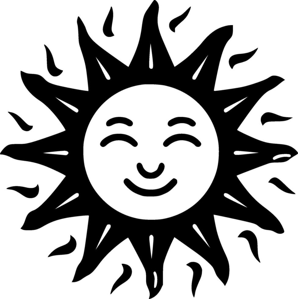 Sun - Black and White Isolated Icon - Vector illustration