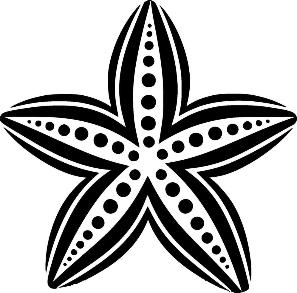 Starfish - Black and White Isolated Icon - Vector illustration