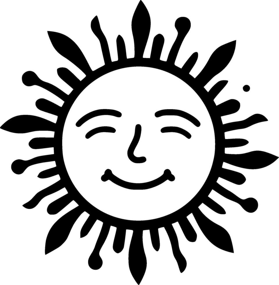 Sun - Black and White Isolated Icon - Vector illustration