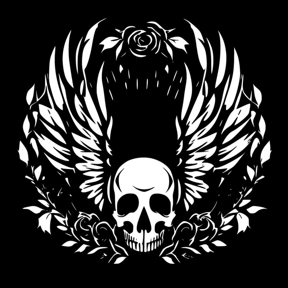 Skull, Black and White Vector illustration